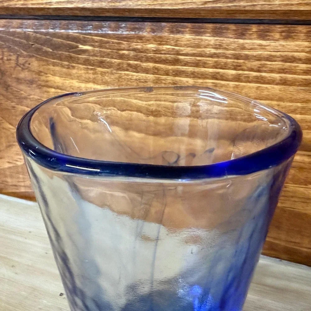 Bormioli Rocco Murano Blue 9oz Flat Tumbler Cobalt Swirl Italian Glass Drinkware
